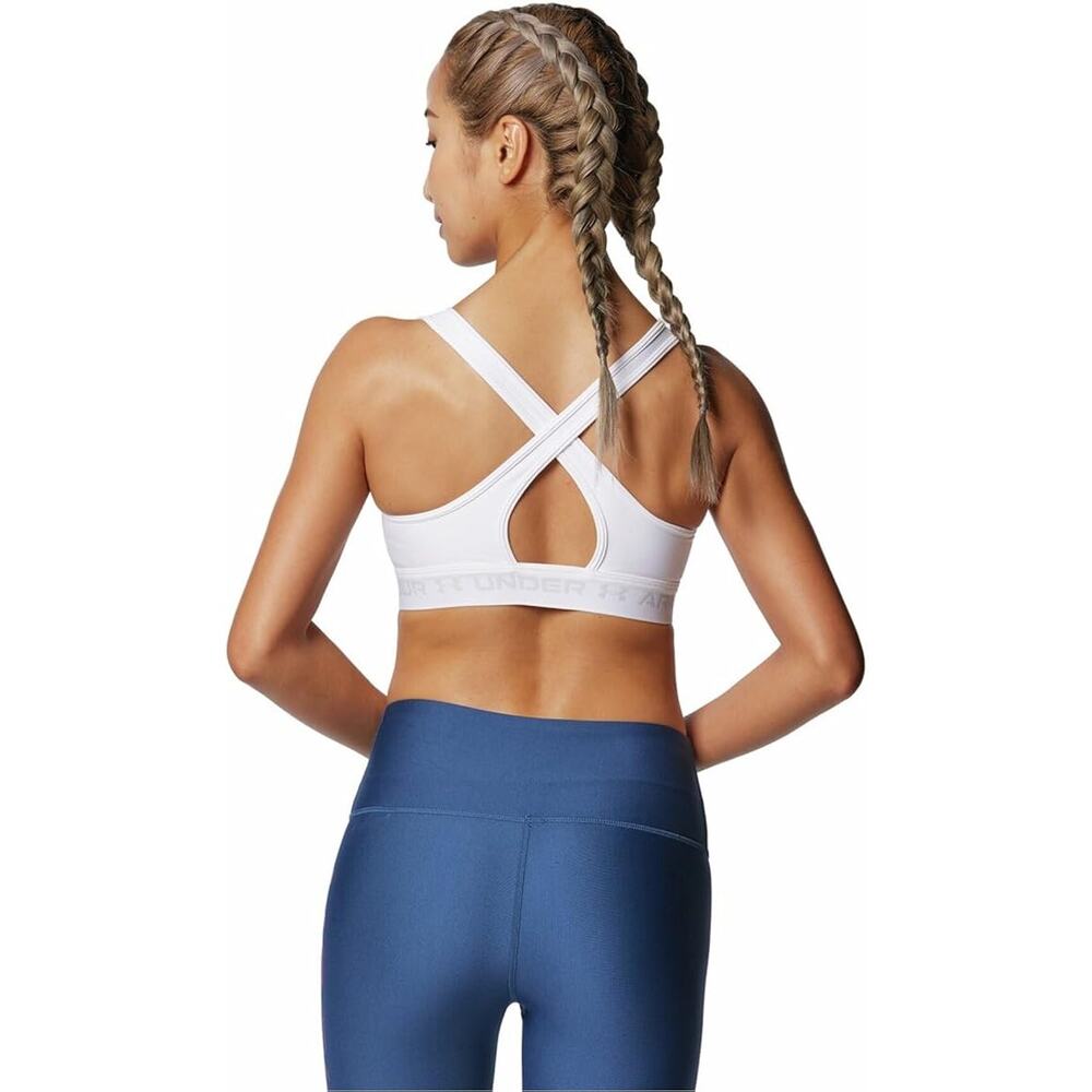 Under Armour Crossback Mid Sports Bra for Ladies - White/White/Halo Gray - XXL